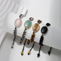 Hand Braided Double Layer Crystal Beads Bracelet With Oval Shape Stone Charm Adjustable Stone Yoga Bracelet