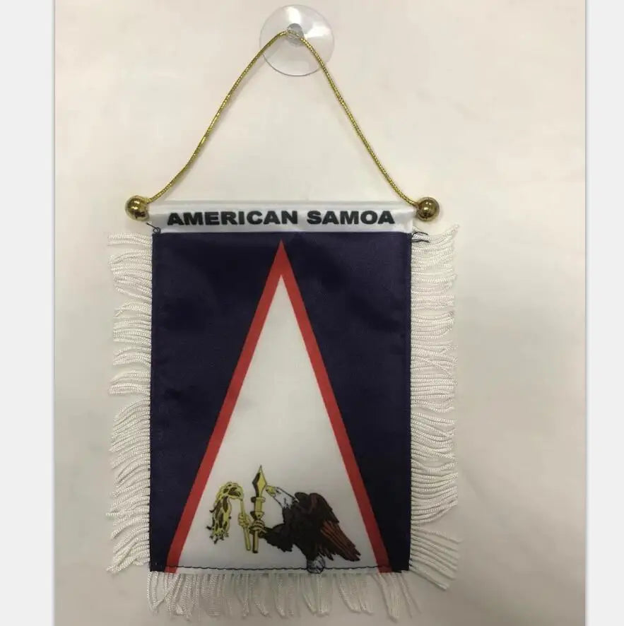Cheap Satin American Samoa Pennant Flag for Car with Acrylic Flagpole Digital Printing Portable Design MegaBDM