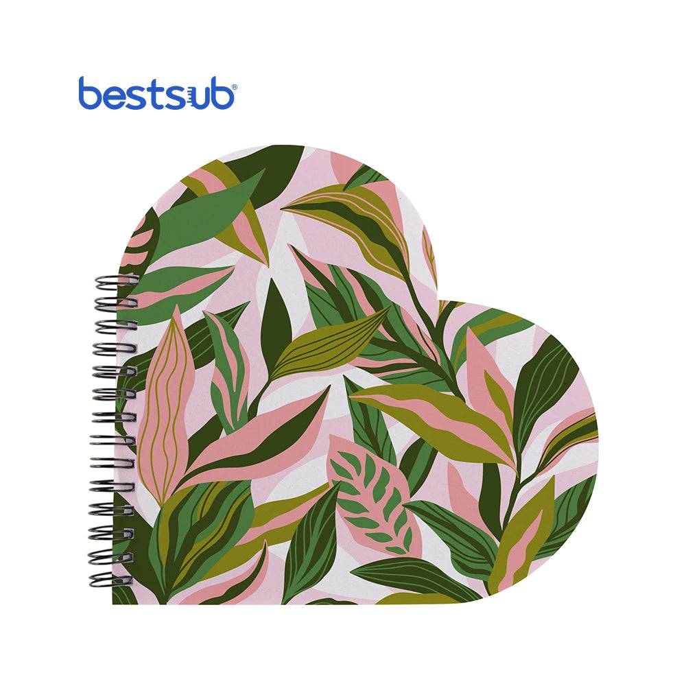 BestSub Custom Logo Sublimation Blanks Heart Wiro Notebook Wholesale Paper Journal Planner Diary Notebook