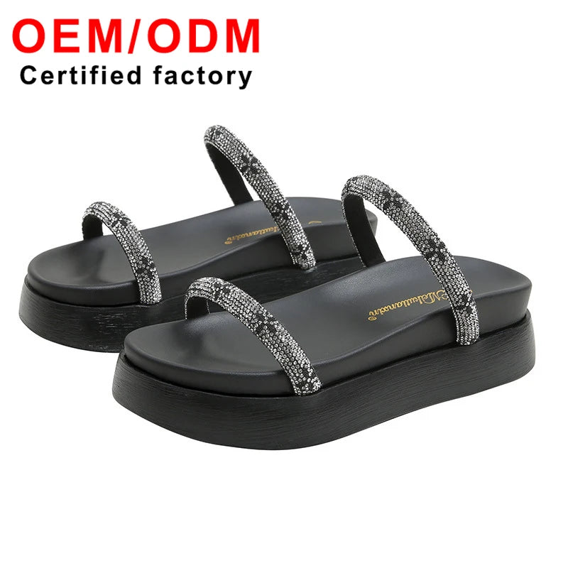 Diamond Strap slippers for Women's Outdoor Wear Women's Summer for Slippers Fashion Open Toe Platform Sandals Women Shoes