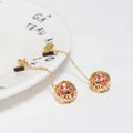 C1JX Abiding Shield Long Chain Insert Solid Perfume Beads Drop Earrings Gold Plated Sterling Silver Girl Earring