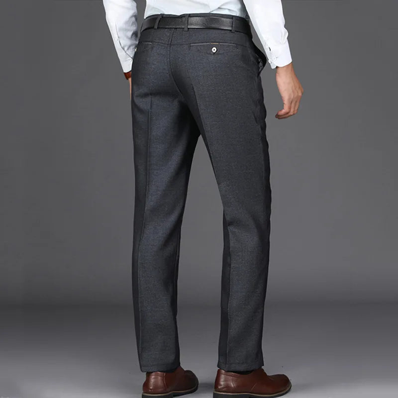 100% British Office Cotton Pleated Custom  High Quality Beltles Buckled Slim Pants Men Formal Trousers
