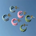 Trend Croissant Earrings Multi-color Brass Drip Oil Geometric Twist Colorful Niche Artistic Sense Studs Earring for Girls