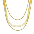 Multi Layered Stainless Steel 18K Gold Plated PVD Plating Round  Herringbone Chain Three Layers Snake Chain Necklace