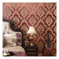 Non-Woven Wallpaper Vintage Floral 3D Embossed Red Wallpaper Contact Paper Damask Designs Decorative Wall Paper for Living Room