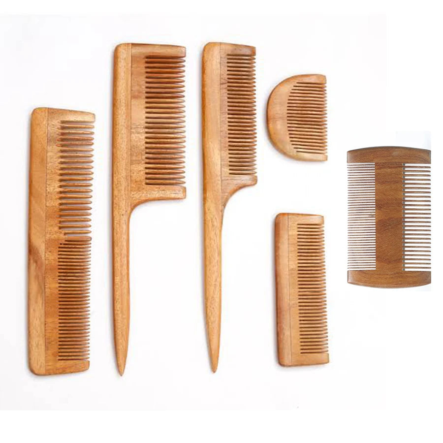 Wholesale Anti Static Custom logo Mens Beard Pocket Comb Beard Hair Grooming Kit Wood Wide Tooth Beard Wooden Comb Sandalwood