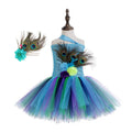 New Arrival Kids Girl Fairy Peacock Fluffy TUTU Skirt with Headpiece Carnival Fancy Dress Costume 100% Polyester