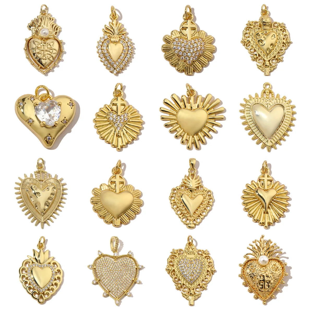 Wholesale Fashion Accessories Heart Cross Brass Zircon DIY Jewelry Pendant for Women Jewelry Making
