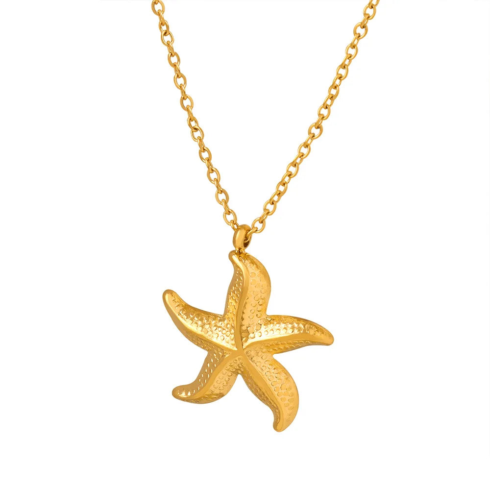 Joolim Jewelry 18K Gold Plated Starfish Pendant Necklace Stainless Steel Tarnish Free Jewelry Wholesale