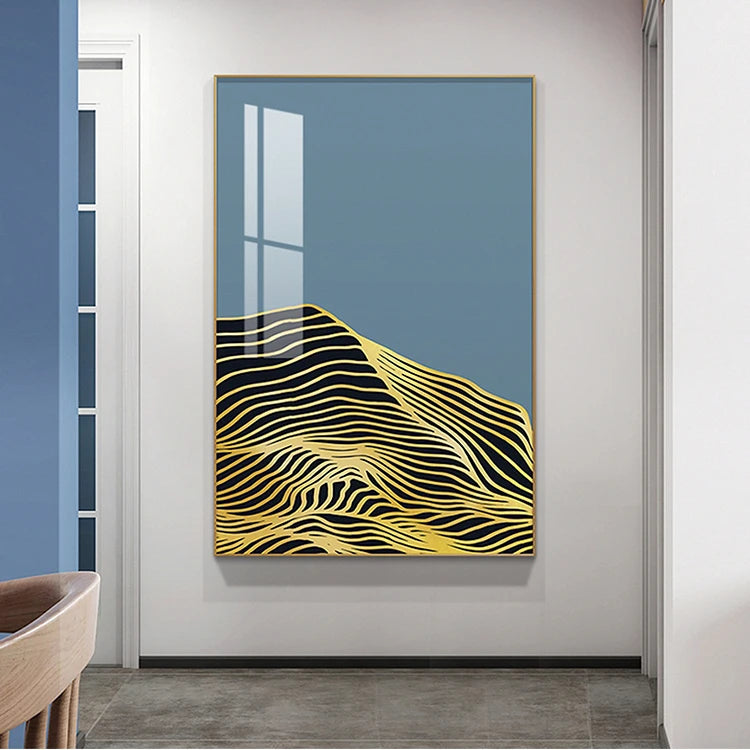 JZ  Home Deor Morden Acrylic Print Gold Foil Artwork Abstract Crystal Porcelain Wall Painting