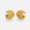 Dazan New Hot INS 18k Gold Plated Hypoallergenic Stainless Steel French Hyperbole Fan Bead Ear Clip Elegant Lady Party Earrings