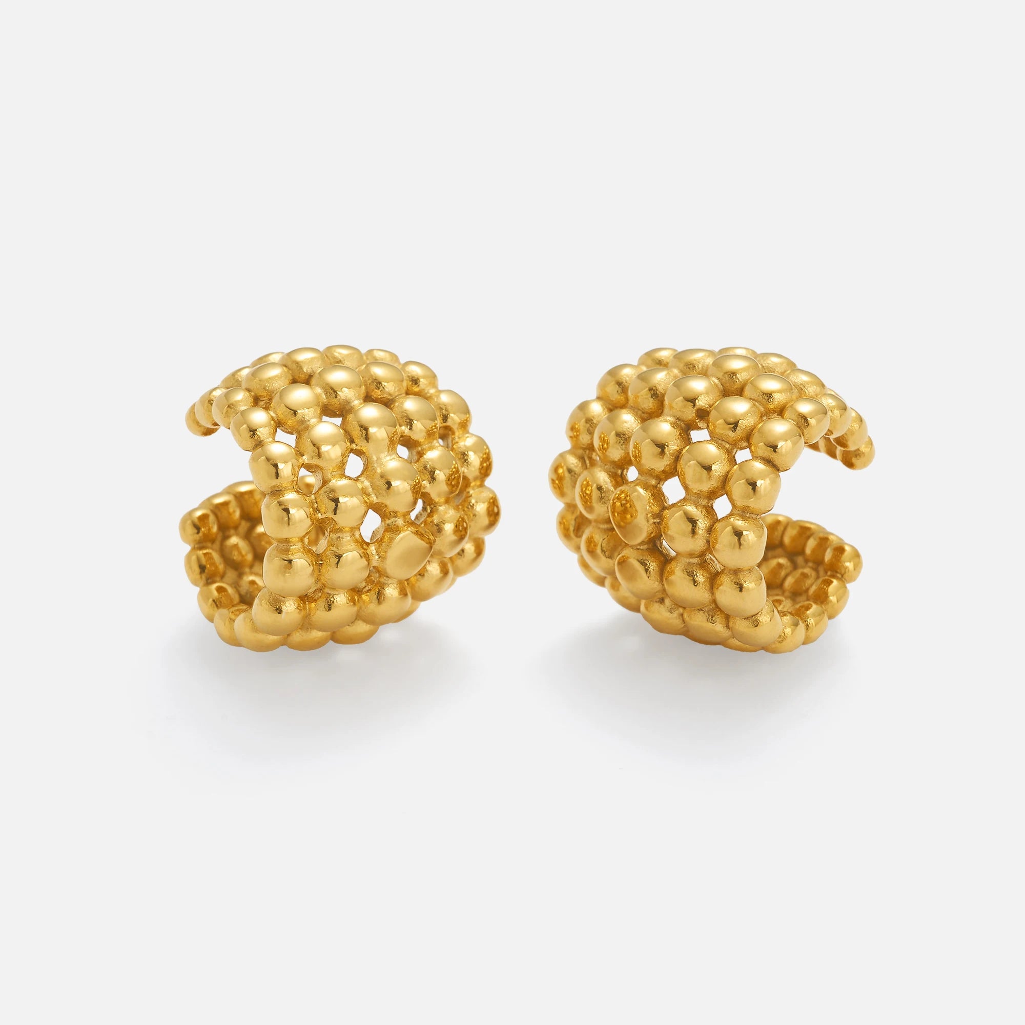 Dazan New Hot INS 18k Gold Plated Hypoallergenic Stainless Steel French Hyperbole Fan Bead Ear Clip Elegant Lady Party Earrings