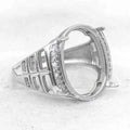 Sterling Silver 14*18mm Semi Mount Men's Ring Frame Empty Blank Claw Setting S925 Base Holder Without Center Stone for DIY Inlay