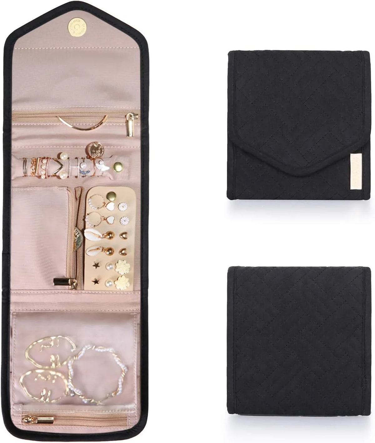 Custom Logo Foldable Travel Jewelry Organizer Case for Earrings Necklaces Rings Bracelets and Brooches Storage MegaBDM
