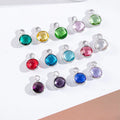 Silver Birthstone Connector 6mm 8mm 10mm Mixed Crystal Charm for Bracelet Earrings Faceted Round Glass Crystal Brass Bezel