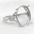 Sterling Silver 12*15mm Semi Mount Ring Empty Frame Blank Support Claws Setting S925 Base Holder Without Center Stone for Inlay