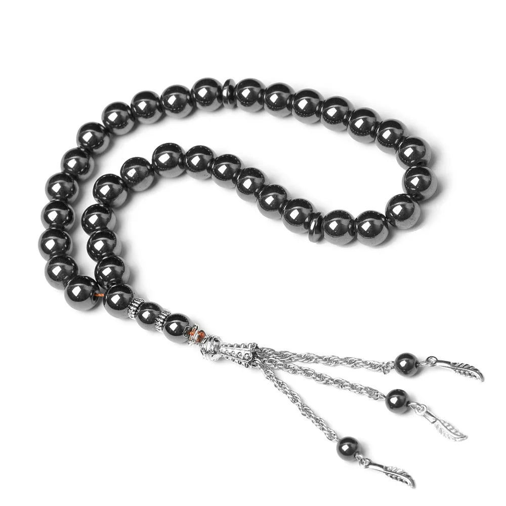 Natural Gemstone Wholesale Tasbeh Prayer Beads 10mm Hematite Prayer Beads 33 Beads Islamic Muslim Religious Gifts
