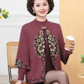 Huachao Chinese Style  Twinset Embroidery Women Sweater Cardigan Keep Warm Knit Women Sweater
