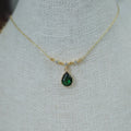 Minimalist Luxury Jewelry Teardrop CZ Pearl Green Stone 925 Sterling Silver Necklace