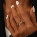 Wholesale Geometric Three Layer Heart Hollow 18K Gold Plated Titanium Steel Ring Adjustable Stainless Steel Opening Women Rings