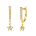 Nagosa 925 Sterling Silver Women Jewelry 18k Gold Vermeil Cubic Zirconia Star Dangle Hoop Earrings