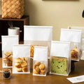 MU 3 Size Windows Bread Bag Kraft Paper Bag Bakery Stand up Kraft Bread Cake Food Packing