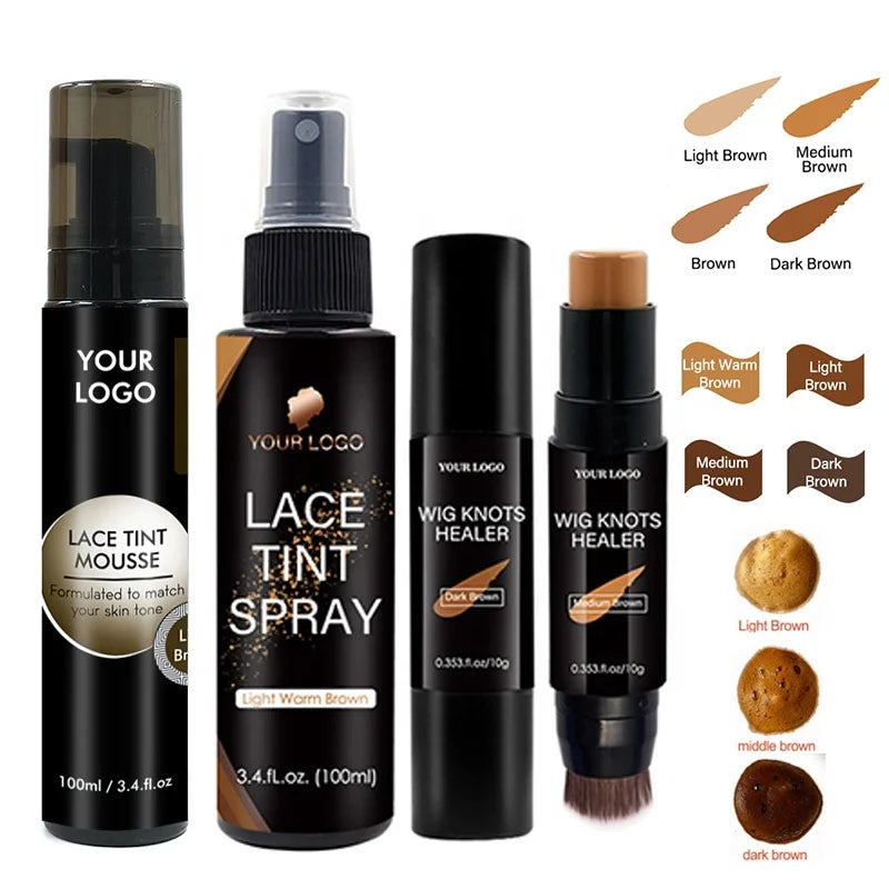 Private Label Match Scalp Skin Tone Lace Wig Knots Healer Tint Mousse Foam Lace Tint Spray for Hair Lace Wig Closure Frontal