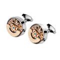 OB Men's Steampunk Custom Cufflinks with Crystal & Rhinestone-Engagement Wedding Gift Brass Movement