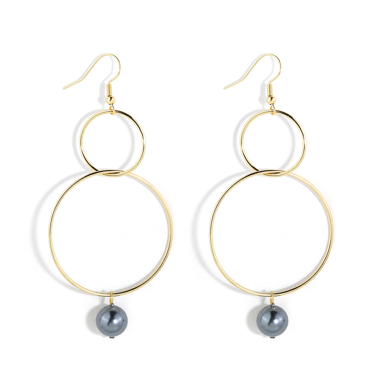 Ready Stock Hawaiian Jewelry Simple Design Hoop Earrings Double Hoop Bead Drop Earrings for Women