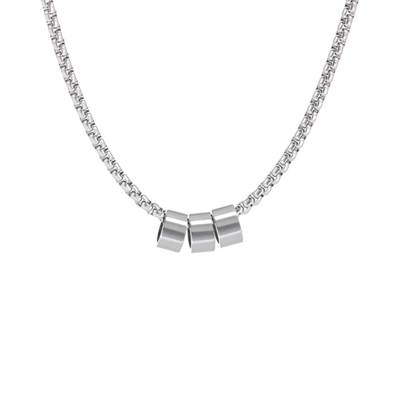Personalized Family Name Necklace for Men Stainless Steel Custom Laser Engraving Kids Name Blank Pendant Necklace for Dad