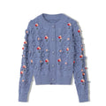 Handmade Crochet Flower Jumper Sweater Loose Lazy Pullover Coat for Women