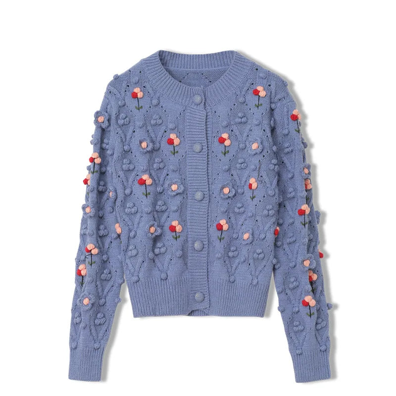 Handmade Crochet Flower Jumper Sweater Loose Lazy Pullover Coat for Women