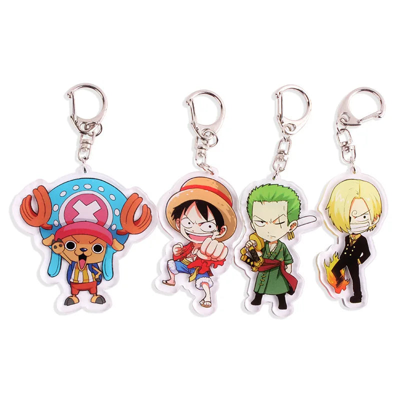 Anime Acrylic Double Sided Usopp Sanji Chopper Cartoon Pendant Keyring Luffy Zoro Keychain