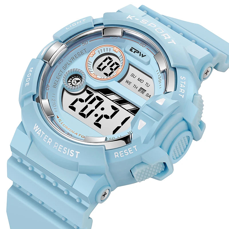 New Trendy Unisex Digital Sport Watch Waterproof with Luminous Alarm and Stop Watch Features Fashionable