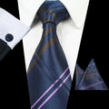 Blue Khaki Plaid Silk Tie Handkerchief Gifts for Men Gifts Suit Wedding Tie Neck Ties Hanky Sets Aeecopt OEM ODM
