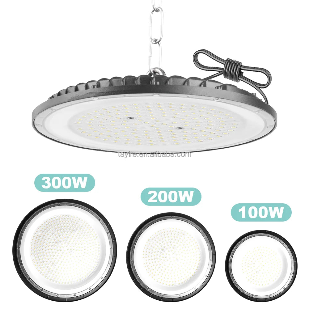 Stock in Germany IP65 100W-300W UFO Led High Bay Light Aluminum Body Indoor Lighting Industrial Fixture Warehouse Garage Lights