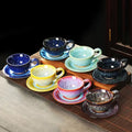 Handmade Porcelain Arabic Colored Coffee and Tea Cup and Saucer Set 150ml