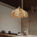 New Vintage Creative Art Handmade Led Bamboo Pendant Light Decoration Restaurant Rattan Woven Art Chandelier Hotels Tearooms