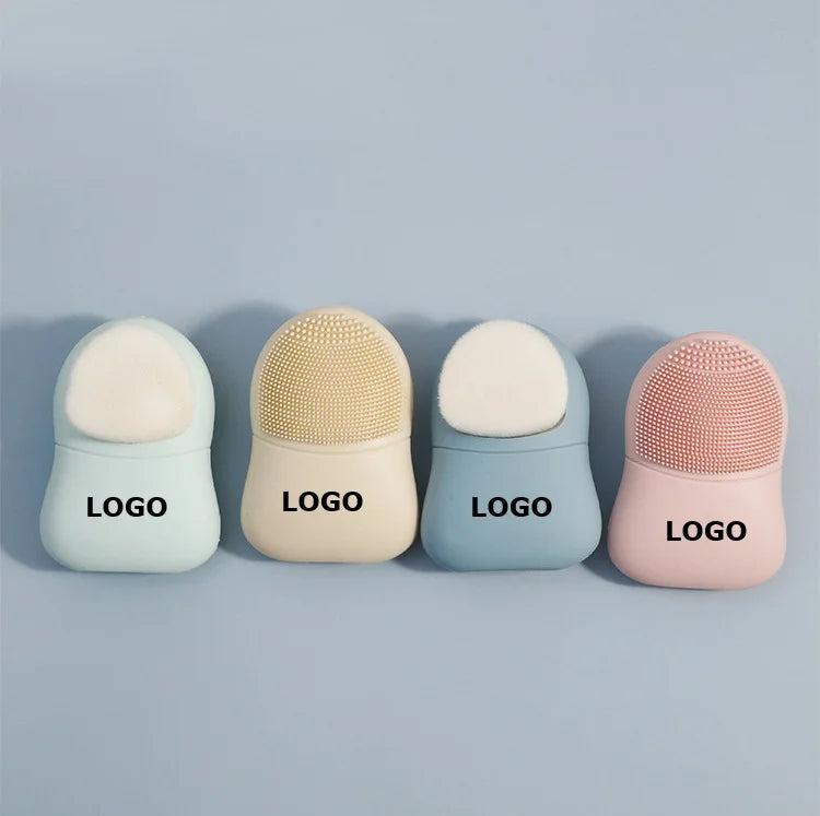 Make Your Own Brand Logo Small Moq Double Sized Face Brush Silicone Soft Hair Facial Wash Make Brush Sticker Barcode Pvc Box