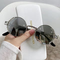 Lady Diamond Fashion Vintage Sunglasses Women Men Brand Designer Retro Diamond Round Eyeglasses Gafas De Sol Redondas