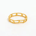 High End 18K PVD Gold Plated Link Chain Rings Simple Stainless Steel Rings for Women