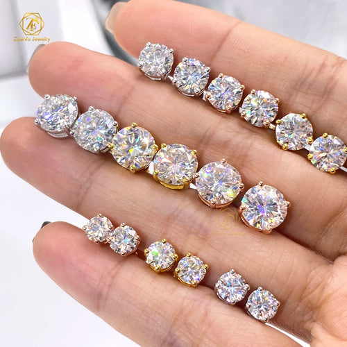 0.5 1 2ct Classic Mossanite Screw Back Earrings Luxury Jewelry 925 Sterling Silver VVS Moissanite Diamond Ear Stud Unisex