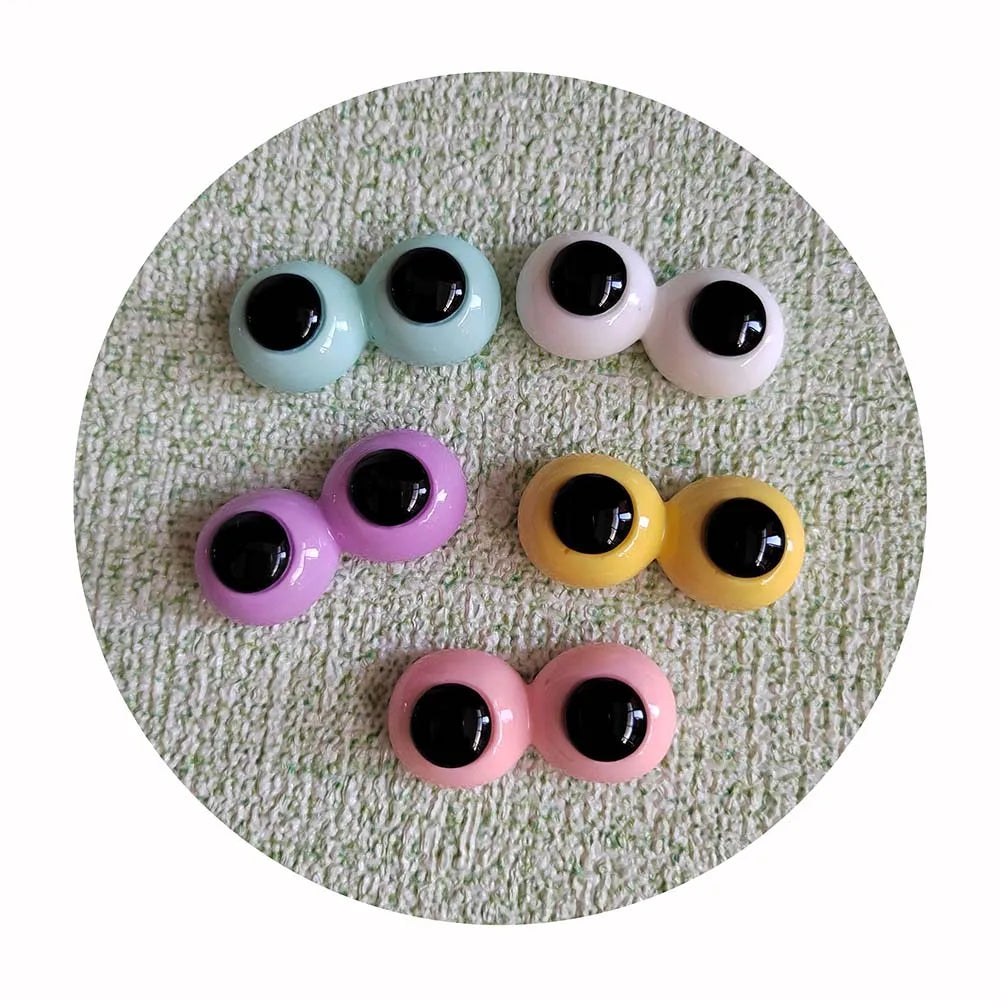 Kawaii Simulation Resin Cartoon Eyes Charms for Jewelry Making Bracelets Necklace Earrings Making Resin Flat Back Cabochon