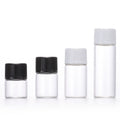 Mini Small Cosmetic Sample Packaging 1ml 2ml 3ml 5ml Black White Screw Cover Essential Oil Glass Bottle