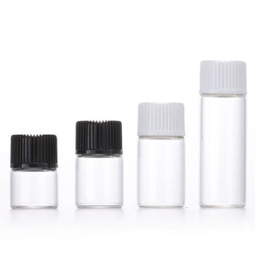 Mini Small Cosmetic Sample Packaging 1ml 2ml 3ml 5ml Black White Screw Cover Essential Oil Glass Bottle
