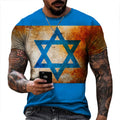 Fitspi Isreal Summer Cool Men's T Shirt Israel Flag Print Oversized O Neck Streetwear Plus Size Mens Clothes Tshirt Wholesale