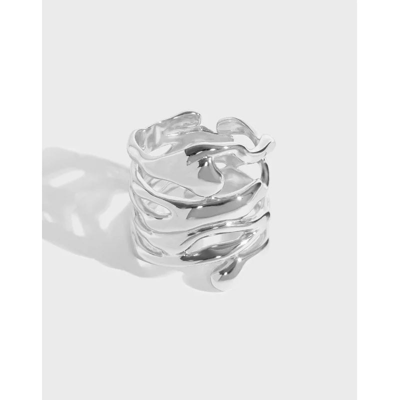 Unique Design 925 Sterling Silver Vintage Multi-layer Wide Rings for Christmas Gifts