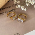 Wish Jewelry Fashion Women Jewelry Real Gold Plated Cubic Zirconia Ear Buckle S925 Silver Square CZ Clip on Earrings