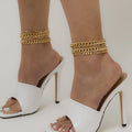 Boho Layered Crystal Anklets Silver Ankle Bracelets Chain Beach Foot Jewelry for Women
