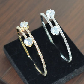 Delicate Thin Single Circle Bracelet Shiny Gold Silver Open Inlaid Heart Crystal Charm Bracelet for Women Party Wedding Jewelry